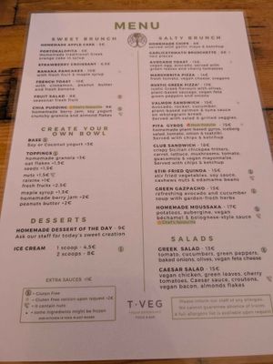 Menu at T Veg  in Rhodes