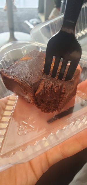 The vegan Belgian chocolate "cheesecake" at ORD - Eli's Cheesecake - T1 in Chicago