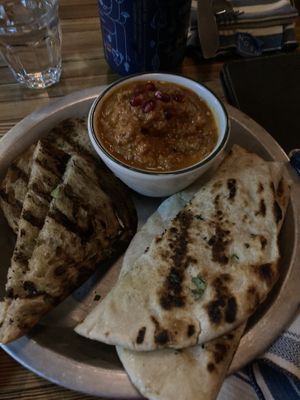 Muhammara with warm pita and toast   at Bar Neon in Toronto
