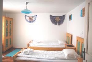 The Room with Flowers, traditional transilvanean design, double twin room at Copacul Vietii in Sibiu