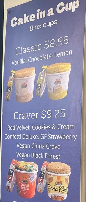 Cake in a cup including 2 vegan flavours   at Baked Cravings in New York City