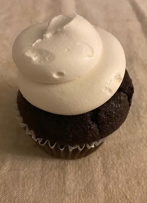 Chocolate on vanilla cupcake   at Baked Cravings in New York City