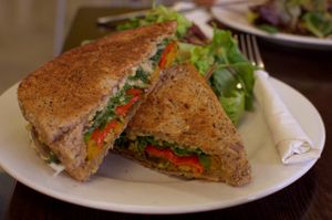 Mediterranean vegetable toasted sandwich at Wray Organic Market & Cafe in Toowoomba