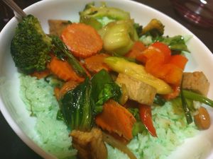 Tofu cashew nut stir fry with coconut rice at Thai on Ipswich in Ipswich