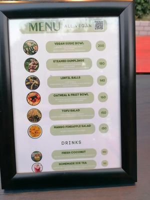 Menu at All Vegan in Antalya