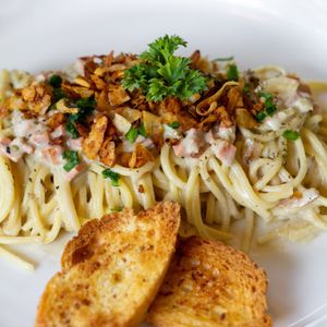 Pasta Carbonara  at Sauce Tree Sanur: Plant Based Cafe in Sanur