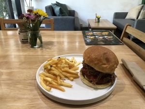 Double chiz steak burger  at Sauce Tree Sanur: Plant Based Cafe in Sanur