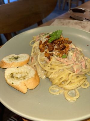 Spaghetti Carbonara   at Sauce Tree Sanur: Plant Based Cafe in Sanur