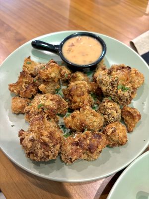 Calliflower wings with chili mayo    at Sauce Tree Sanur: Plant Based Cafe in Sanur