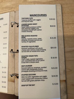 Main courses menu  at Red's Leaf Café in Metuchen