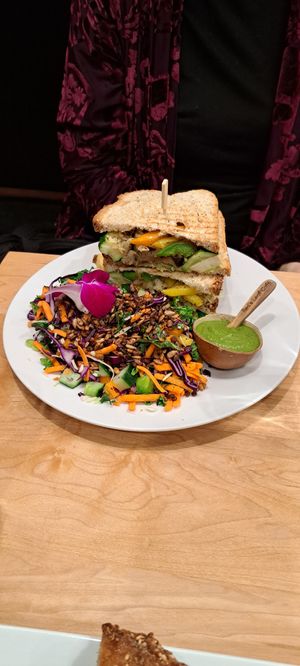 The veggie panini with salad at Red's Leaf Café in Metuchen
