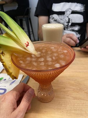 Fancy Pineapple Sunrise Moktail  at Red's Leaf Café in Metuchen