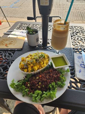 Tofu Scramble and Dalgona Coffee!! at Red's Leaf Café in Metuchen