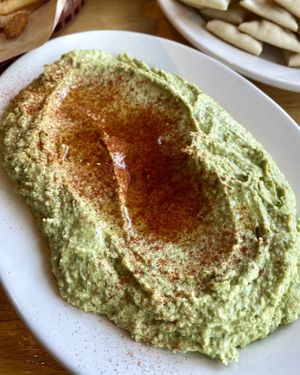 Cilantro & Habanero Hummus with pita bread. Spicy, smokey and delicious 💚  at Med Box Grill in Chanhassen