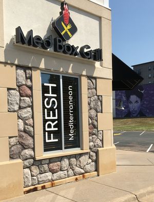 Check out the mural in the background at Med Box Grill in Chanhassen