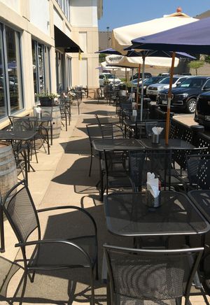 Outside seating July 2023 at Med Box Grill in Chanhassen