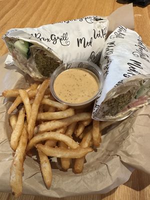 Falafel wrap. Didn’t eat the sauce,  at Med Box Grill in Chanhassen