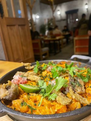 Peruvian sea risotto with oysters moshrooms at Lounge del Brujo Centro Histórico in Arequipa
