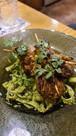 Pesto Pasta with Oyster Mushroom at Lounge del Brujo Centro Histórico in Arequipa