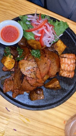 Anticuchos (sooo good, omg the corn)  at Lounge del Brujo Centro Histórico in Arequipa