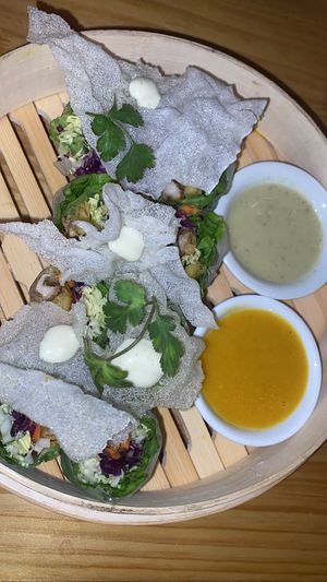 Fresh rolls- so good! Dipping sauces were on point  at Lounge del Brujo Centro Histórico in Arequipa