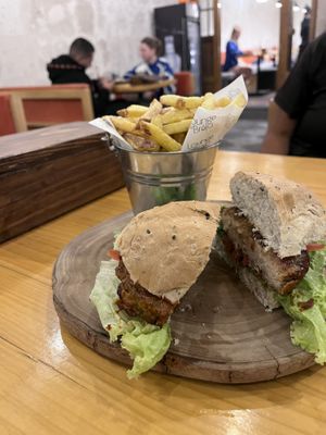 Wrong burger and cold fries (an hour after we arrived and an entire family had been served though they arrived after us)  at Lounge del Brujo Centro Histórico in Arequipa