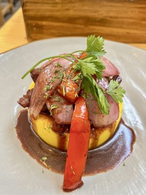 Tamal with Seitan, onions and bell pepper   at Lounge del Brujo Centro Histórico in Arequipa