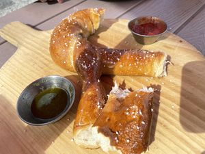 The Big Show, 12” Oven Baked Pretzel  at The Mitten Brewing Co in Grand Rapids