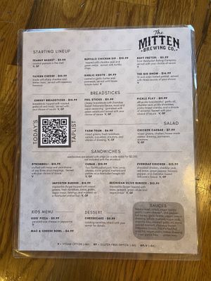 Mitten Brewing - Menu  at The Mitten Brewing Co in Grand Rapids
