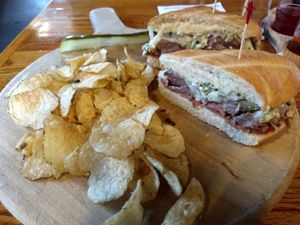 Vegan Cubano sandwich at The Mitten Brewing Co in Grand Rapids