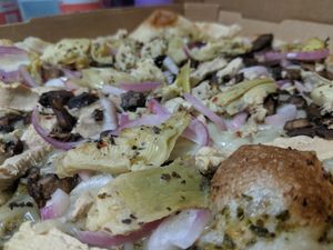 'Chicken' pesto pizza. at The Mitten Brewing Co in Grand Rapids