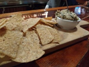 Vegan spinach and artichoke dip at The Mitten Brewing Co in Grand Rapids