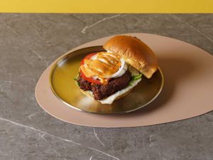 Veggie burger at Yaksha Hongdae - 야차집 in Seoul