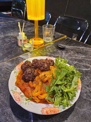 Vegan meatball pasta at Yaksha Hongdae - 야차집 in Seoul