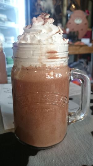 Luxury hot chocolate at Duke Bullock's Vegan Cafe in Scarborough
