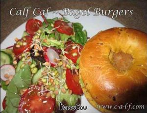 Bagel burger at Duke Bullock's Vegan Cafe in Scarborough