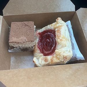 tiramisu bar, raspberry cream cheese danish at Valhalla Bakery in Orlando