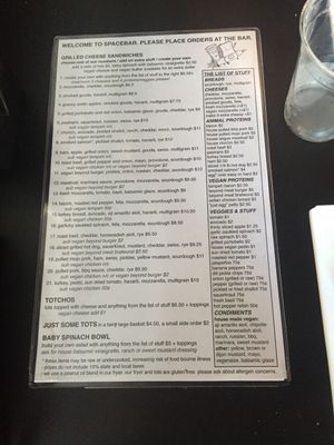 Menu  at Spacebar in Falls Church