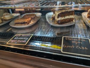 Wild Canadian Blueberry Vegan Crumble and Gluten Free Vegan Carrot Cake at Beyond Cafe in Ottawa