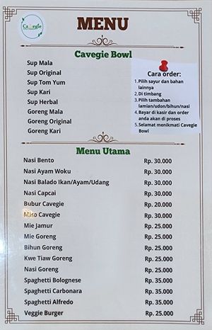 Food menu at Cavegie in Tangerang