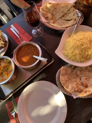 vegan Dal, Mango Curry, Alu Gobhi, Roti and Rice   at Namaste Indisches Restaurant in Regensburg