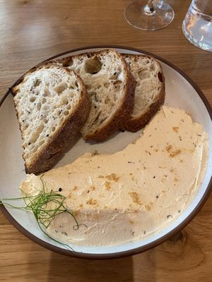 Sourdough, Onion Caramel Butter, Lapsang Salt  at Mallow - Canary Wharf in East London