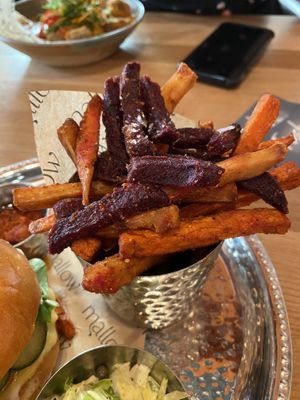 Root fries  at Mallow - Canary Wharf in East London