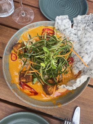 Laksa with tofu   at Mallow - Canary Wharf in East London