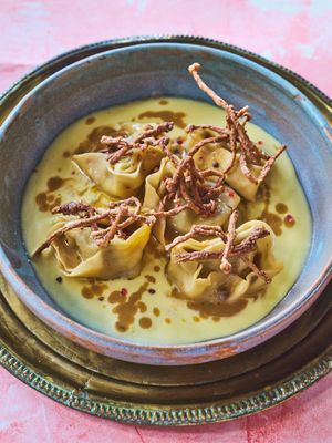 wild mushroom tortelloni at Mallow - Canary Wharf in East London