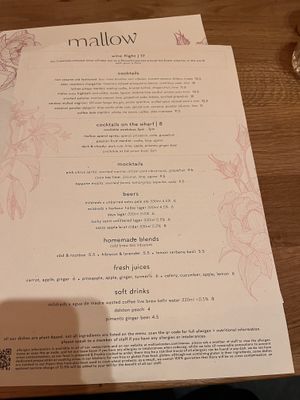 Menu  at Mallow - Canary Wharf in East London