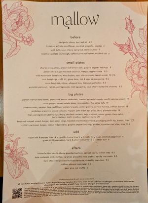 Menu at Mallow - Canary Wharf in East London