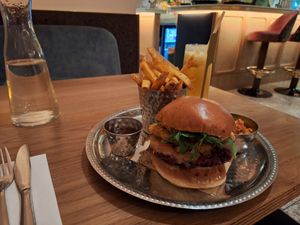 Beetroot tempah burger at Mallow - Canary Wharf in East London