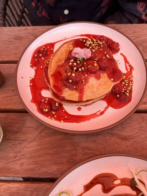 Cherry pancakes   at Mallow - Canary Wharf in East London