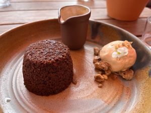 Sticky toffee. I didn’t like it so much as the spices were very much like Christmas pudding UK style    at Mallow - Canary Wharf in East London